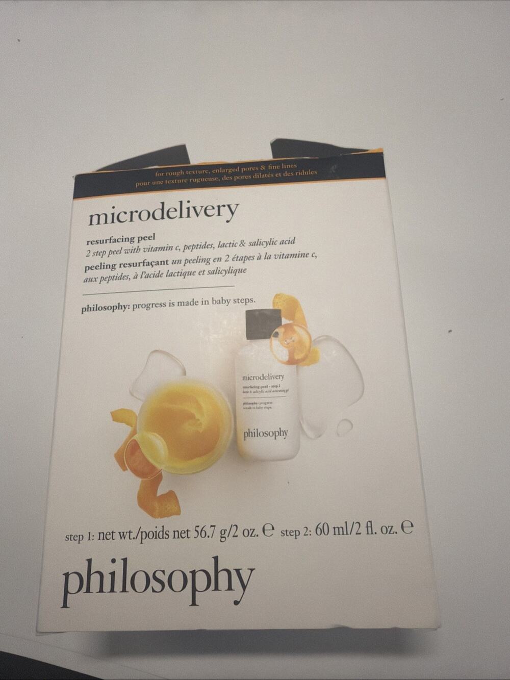 philosophy microdelivery vitamin c resurfacing peel kit - Top Of Box Missing